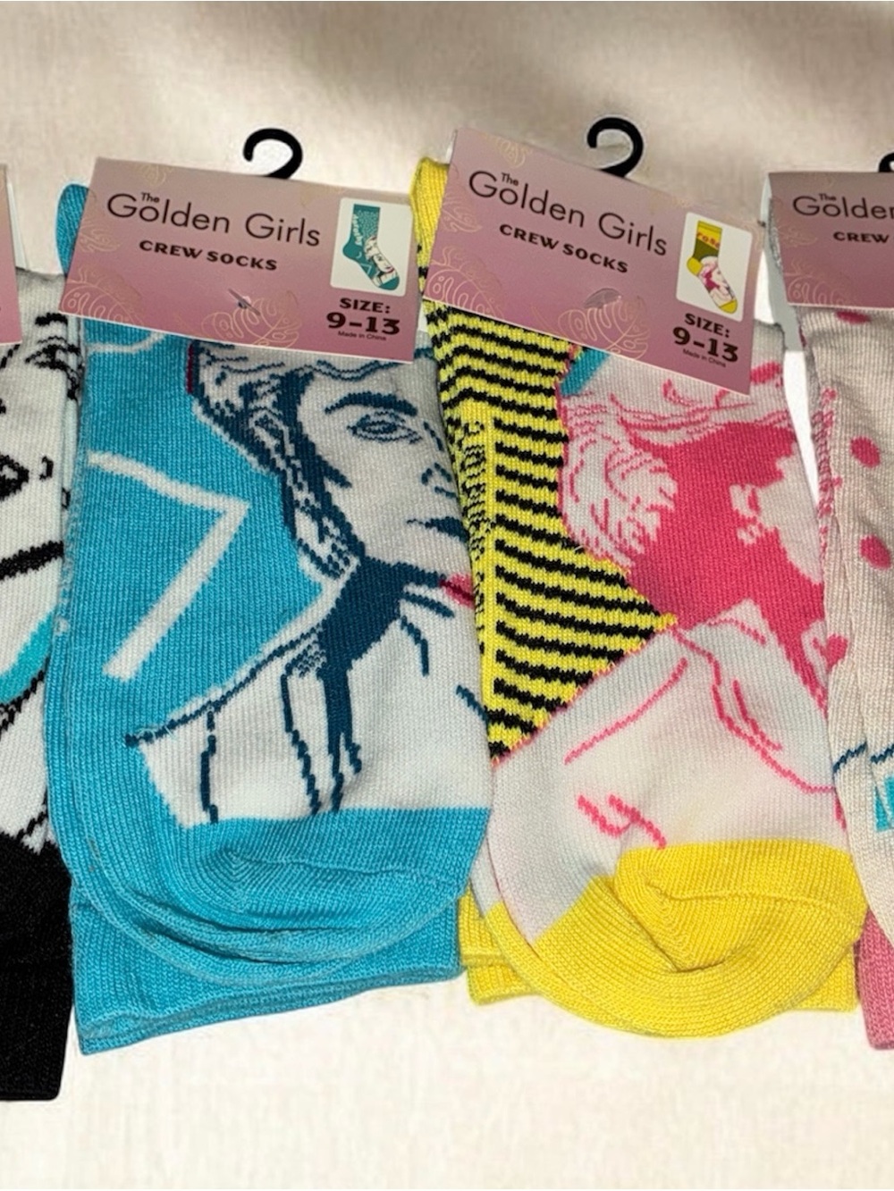 Golden Girls Crew Socks - Blue, Yellow, Pink
